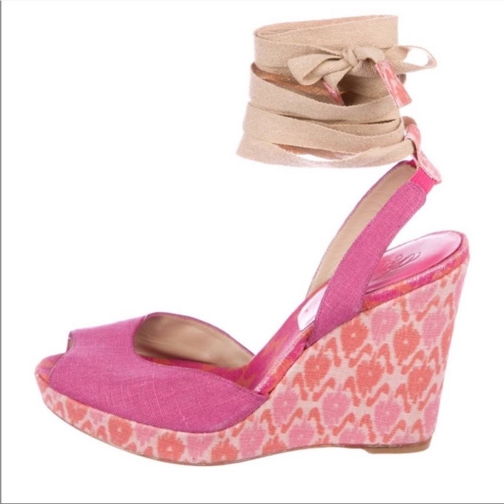 Stuart Weitzman and Theodora & Callum Ankle Wrap Wedges